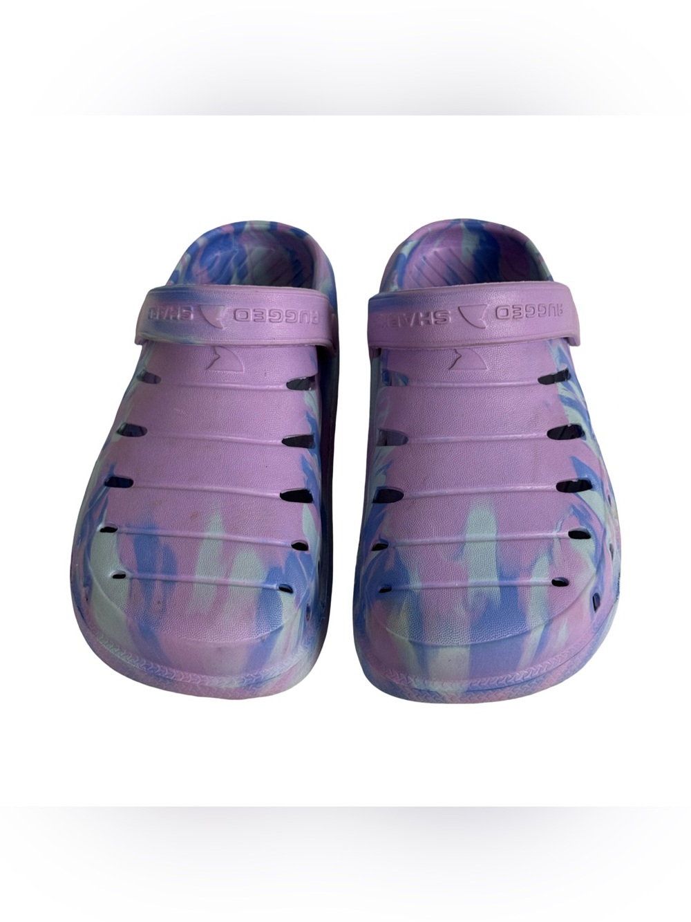 Rugged Shark Girls Purple Blue Swirl Molded EVA Foam Slip On Clog Shoes Size 2